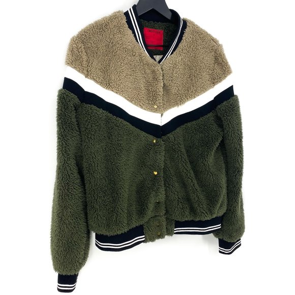 EMORY PARK Chevron ColorBlock Sherpa Bomber Jacket - Picture 2 of 16